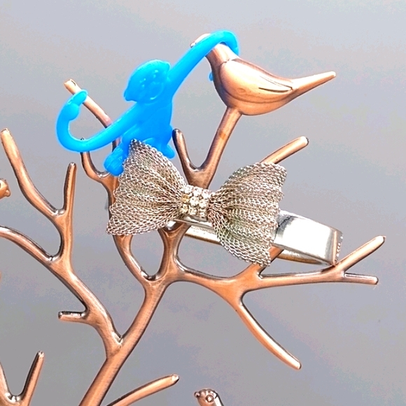 Silver Clamper Bangle Bracelet Mesh Bowtie Wedding Jewelry Vintage - Picture 16 of 16